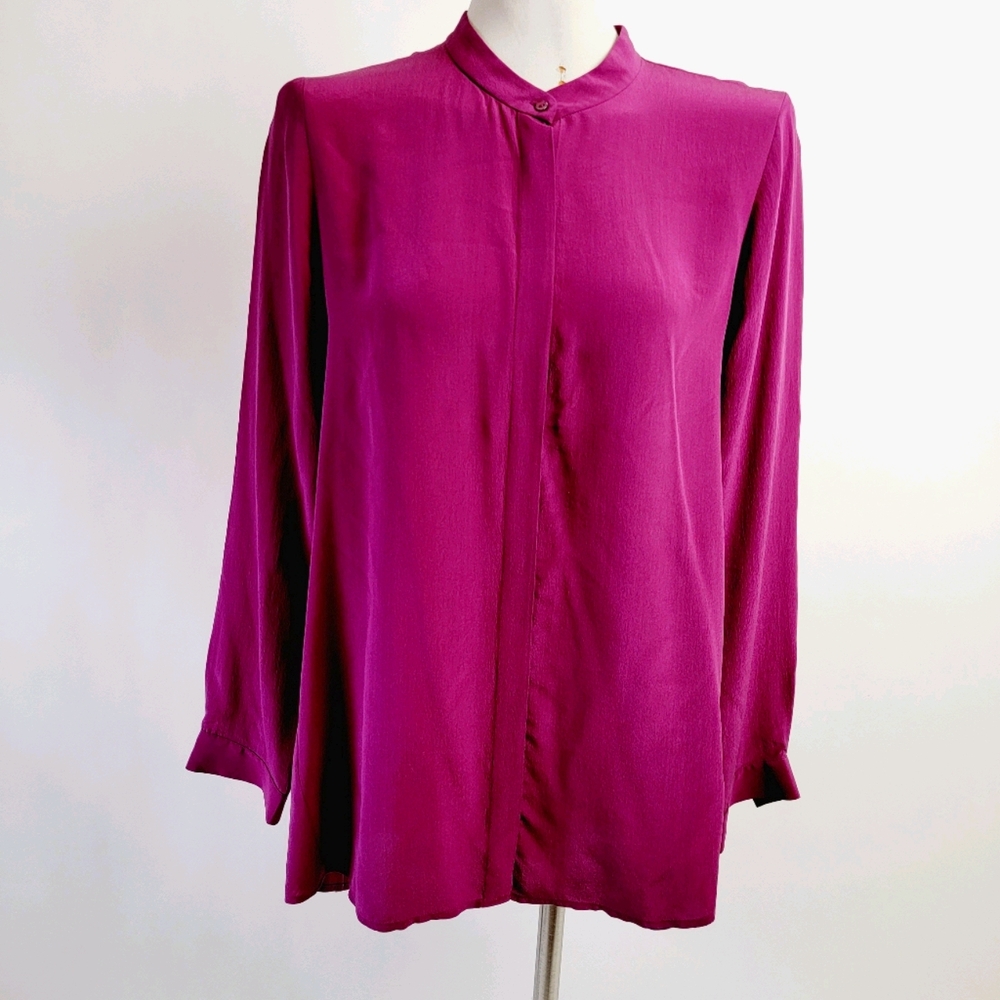 Eileen Fisher small purple silk top